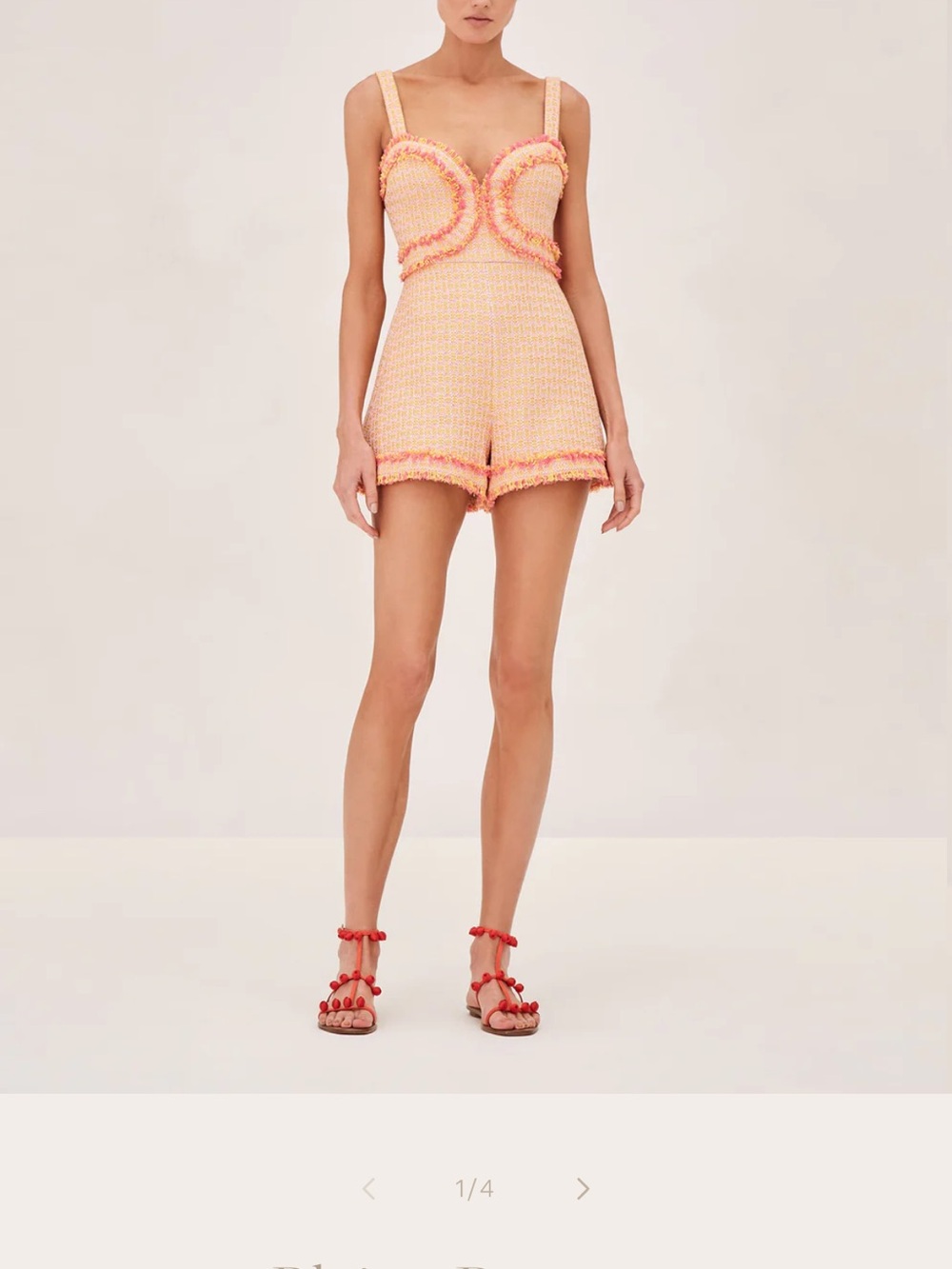Alexis Peach Tweed Corset Romper